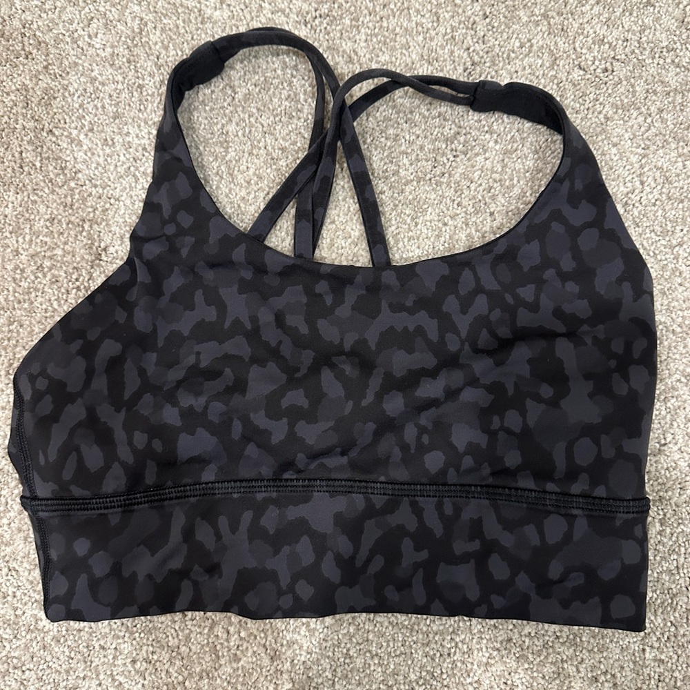 Lululemon Longline Energy Bra Black Leopard size 6